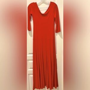Eva Varro 3/4 Sleeve Off Shoulder Dropped Waist A-line Twirling Midi Dress Red